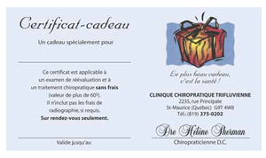 Certificat cadeau famillial.